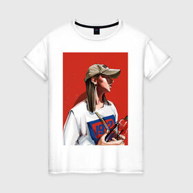 Женская футболка хлопок с принтом Девушка в бейсболке в Петрозаводске, 100% хлопок | прямой крой, круглый вырез горловины, длина до линии бедер, слегка спущенное плечо | fashion | street art | авторская | иллюстрация | мода