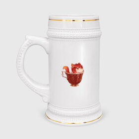 Кружка пивная с принтом Котик Дилюк в Петрозаводске,  керамика (Материал выдерживает высокую температуру, стоит избегать резкого перепада температур) |  объем 630 мл | арт | дилюк | кружка | кружка чая | милый парень | неко | рисунок | чашка