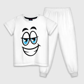 Детская пижама хлопок с принтом Улыбающийся смайл в Петрозаводске, 100% хлопок |  брюки и футболка прямого кроя, без карманов, на брюках мягкая резинка на поясе и по низу штанин
 | мультфильм | рожа | рожица | смайлик | улыбающееся лицо | улыбающийся | улыбка