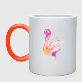 Кружка хамелеон с принтом Фламинго рисунок акварелью в Петрозаводске, керамика | меняет цвет при нагревании, емкость 330 мл | Тематика изображения на принте: africa | afrika | aquarel | bird | fashion | flamingo | paint | painted | pink flamingo | summer | watercolor | watercolour | акварельный рисунок | африка | красками | краски | лето | мода | нарисованный фламинго | птица | розовый фламинго | 