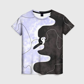Женская футболка 3D с принтом Инь-Янь в Петрозаводске, 100% полиэфир ( синтетическое хлопкоподобное полотно) | прямой крой, круглый вырез горловины, длина до линии бедер | yin yang | бесконечность | гармония | инь янь | противоположность