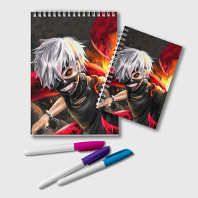 Блокнот с принтом Kaneki Ghoul в Петрозаводске, 100% бумага | 48 листов, плотность листов — 60 г/м2, плотность картонной обложки — 250 г/м2. Листы скреплены удобной пружинной спиралью. Цвет линий — светло-серый
 | Тематика изображения на принте: anime | kaneki ken | manga | tokyo ghoul | аниме | джузо сузуя. | канеки кен | манга | манга гуля | перерождение | токийский гуль | токийском гуле