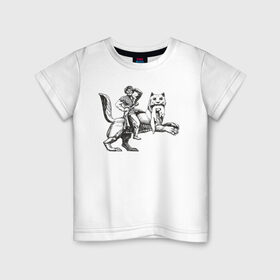Детская футболка хлопок с принтом Верхом на Бабре в Петрозаводске, 100% хлопок | круглый вырез горловины, полуприлегающий силуэт, длина до линии бедер | Тематика изображения на принте: бабр | байкал | сибирь