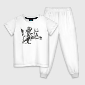 Детская пижама хлопок с принтом Верхом на Бабре в Петрозаводске, 100% хлопок |  брюки и футболка прямого кроя, без карманов, на брюках мягкая резинка на поясе и по низу штанин
 | Тематика изображения на принте: бабр | байкал | сибирь