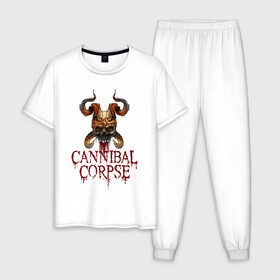 Мужская пижама хлопок с принтом Cannibal Corpse Труп Каннибала (Z) в Петрозаводске, 100% хлопок | брюки и футболка прямого кроя, без карманов, на брюках мягкая резинка на поясе и по низу штанин
 | cannibal | cannibal corpse | corpse | death metal | deathgrind | demon | devil | алекс уэбстер | брутальный дэт метал | демон | дэт метал | дэтграйнд | пол мазуркевич | роб барретт | труп каннибала | череп