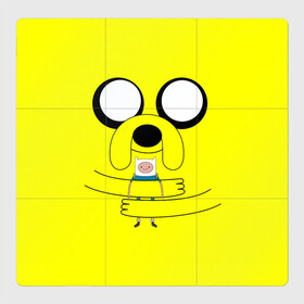 Магнитный плакат 3Х3 с принтом Время приключений собака Джейк в Петрозаводске, Полимерный материал с магнитным слоем | 9 деталей размером 9*9 см | бульдог | время приключений | вымышленный персонаж | глаза | джейк | желтый | животное | мультфильм | объятье | персонаж | собака | финн | человечек