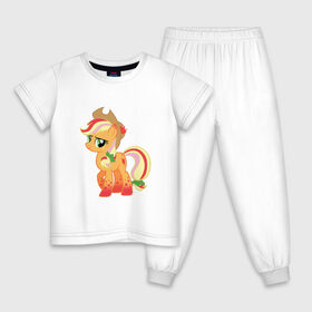 Детская пижама хлопок с принтом My Little Pony - AppleJack в Петрозаводске, 100% хлопок |  брюки и футболка прямого кроя, без карманов, на брюках мягкая резинка на поясе и по низу штанин
 | Тематика изображения на принте: applejack | friendship | mylittlepony | twilight sparkle | waifu | вайфу | дружба это магия | кони | моя маленькая пони | мультфильм | пони | эплджек