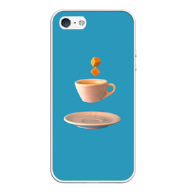 Чехол для iPhone 5/5S матовый с принтом Эспрессо в Петрозаводске, Силикон | Область печати: задняя сторона чехла, без боковых панелей | блюдце | кофе | кружка | напиток | сахар