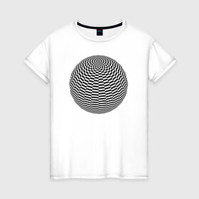Женская футболка хлопок с принтом Иллюзия (Шар) в Петрозаводске, 100% хлопок | прямой крой, круглый вырез горловины, длина до линии бедер, слегка спущенное плечо | диско | зрение | иллюзии | обман | полосы | узор | шар | шахматы