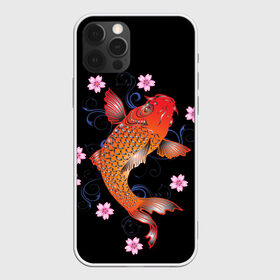 Чехол для iPhone 12 Pro Max с принтом Карп Кои с Цветами в Петрозаводске, Силикон |  | fish | japan | koi | животные | иероглифы | карпы | кои | рыбы | цветы | япония