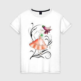 Женская футболка хлопок с принтом НЕЖНАЯ МЫШКА в Петрозаводске, 100% хлопок | прямой крой, круглый вырез горловины, длина до линии бедер, слегка спущенное плечо | гранж | колокольчик | мышка | мышь | растение | ретро | с мышами | цветок