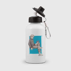 Бутылка спортивная с принтом Современный Альбедо в Петрозаводске, металл | емкость — 500 мл, в комплекте две пластиковые крышки и карабин для крепления | альбедо | арт | блондин | милый парень | рисунок