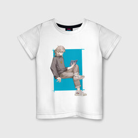 Детская футболка хлопок с принтом Современный Альбедо в Петрозаводске, 100% хлопок | круглый вырез горловины, полуприлегающий силуэт, длина до линии бедер | альбедо | арт | блондин | милый парень | рисунок