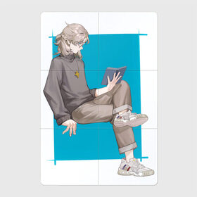 Магнитный плакат 2Х3 с принтом Современный Альбедо в Петрозаводске, Полимерный материал с магнитным слоем | 6 деталей размером 9*9 см | альбедо | арт | блондин | милый парень | рисунок