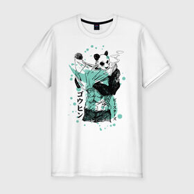Мужская футболка хлопок Slim с принтом BEASTARS Гохин в Петрозаводске, 92% хлопок, 8% лайкра | приталенный силуэт, круглый вырез ворота, длина до линии бедра, короткий рукав | anime | beastars | gouhin | manga | аниме | выдающиеся звери | гохин | манга | панда