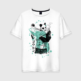 Женская футболка хлопок Oversize с принтом BEASTARS Гохин в Петрозаводске, 100% хлопок | свободный крой, круглый ворот, спущенный рукав, длина до линии бедер
 | anime | beastars | gouhin | manga | аниме | выдающиеся звери | гохин | манга | панда