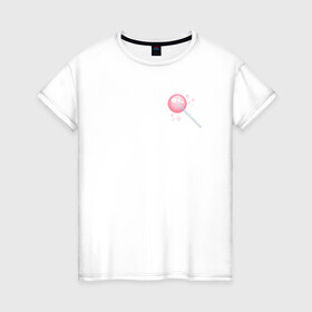 Женская футболка хлопок с принтом Леденец в Петрозаводске, 100% хлопок | прямой крой, круглый вырез горловины, длина до линии бедер, слегка спущенное плечо | арт | для девушки | еда | леденец | пиксель | эстетика