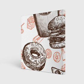 Холст квадратный с принтом Вкусности в Петрозаводске, 100% ПВХ |  | Тематика изображения на принте: бургер | вкусности | еда | пончик | попкорн | фастфуд | хот дог