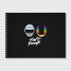 Альбом для рисования с принтом Daft Punk в Петрозаводске, 100% бумага
 | матовая бумага, плотность 200 мг. | daft punk | дафт панк | дафт панк арт | дафт панк шлемы | электронная музыка