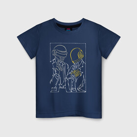 Детская футболка хлопок с принтом Daft Punk в Петрозаводске, 100% хлопок | круглый вырез горловины, полуприлегающий силуэт, длина до линии бедер | daft punk | дафт панк | дафт панк в шлемах | дафт панк рисунок | электронная музыка