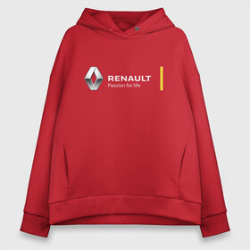 Женское худи Oversize хлопок с принтом Renault | Passion for life в Петрозаводске, френч-терри — 70% хлопок, 30% полиэстер. Мягкий теплый начес внутри —100% хлопок | боковые карманы, эластичные манжеты и нижняя кромка, капюшон на магнитной кнопке | Тематика изображения на принте: line | renault | reno | yellow | дорога | желтая | лайв | лайн | лайф | линия | пассион | полоса | разметка | рено | фор