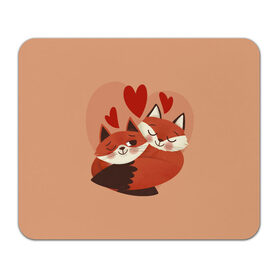 Коврик для мышки прямоугольный с принтом Влюбленные Лисички в Петрозаводске, натуральный каучук | размер 230 х 185 мм; запечатка лицевой стороны | fox | fox love | влюбленные лисички | лисы | сердца