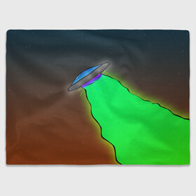Плед 3D с принтом НЛО в Петрозаводске, 100% полиэстер | закругленные углы, все края обработаны. Ткань не мнется и не растягивается | звёзды | лучи | небо | нло