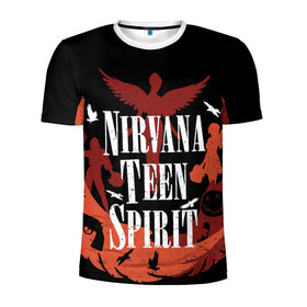 Мужская футболка 3D спортивная с принтом NIRVANA TEEN SPIRIT в Петрозаводске, 100% полиэстер с улучшенными характеристиками | приталенный силуэт, круглая горловина, широкие плечи, сужается к линии бедра | art | cobain | curt | girl | grunge | metal | music | nirvana | punk | rock | spiritm | usa | гранж | группа | кобэйн | курт | метал | музыка | нирвана | панк | рисунок | рок | сша