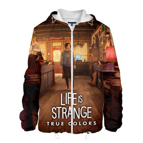 Мужская куртка 3D с принтом Life Is Strange True Colors в Петрозаводске, ткань верха — 100% полиэстер, подклад — флис | прямой крой, подол и капюшон оформлены резинкой с фиксаторами, два кармана без застежек по бокам, один большой потайной карман на груди. Карман на груди застегивается на липучку | art | colors | game | is | life | strange | true | арт | жизнь | игра | краска | настоящий | странная | цвет | штука