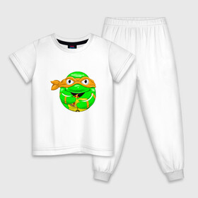 Детская пижама хлопок с принтом Микеланджело с пиццей в Петрозаводске, 100% хлопок |  брюки и футболка прямого кроя, без карманов, на брюках мягкая резинка на поясе и по низу штанин
 | Тематика изображения на принте: donatello | leonardo | michelangelo | ninja | pizza | raphael | turtles | донателло | животные | карате | комикс | комиксы | леонардо | микеланджело | мультфильм | мутант | мутанты | ниндзя | пицца | рафаэль | сплинтер | супергерой