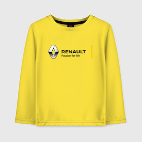 Детский лонгслив хлопок с принтом RENAULT в Петрозаводске, 100% хлопок | круглый вырез горловины, полуприлегающий силуэт, длина до линии бедер | auto | france | life | logan | megane | renault | sandero | автомобиль | водителям | логан | логотип | машина | рено | сандеро | франция