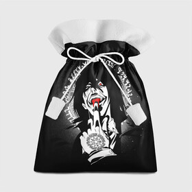 Подарочный 3D мешок с принтом Лицо голодного Алукарда в Петрозаводске, 100% полиэстер | Размер: 29*39 см | Тематика изображения на принте: alucard | anime | hellsing | алукард | аниме | вампир | знак | комиксы | манга | печать алукарда | печать кромвеля | хеллсинг