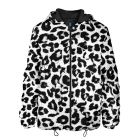 Мужская куртка 3D с принтом Снежный Барс в Петрозаводске, ткань верха — 100% полиэстер, подклад — флис | прямой крой, подол и капюшон оформлены резинкой с фиксаторами, два кармана без застежек по бокам, один большой потайной карман на груди. Карман на груди застегивается на липучку | cheetah | leopard | wool | барс | леопард