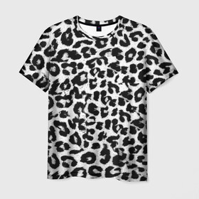 Мужская футболка 3D с принтом Снежный Барс в Петрозаводске, 100% полиэфир | прямой крой, круглый вырез горловины, длина до линии бедер | Тематика изображения на принте: cheetah | leopard | wool | барс | леопард