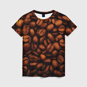 Женская футболка 3D с принтом Кофе 3D в Петрозаводске, 100% полиэфир ( синтетическое хлопкоподобное полотно) | прямой крой, круглый вырез горловины, длина до линии бедер | абстракция | аромат | илюстрация | искуство | кофе | культура | минимализм | текстура | узор | шоколад