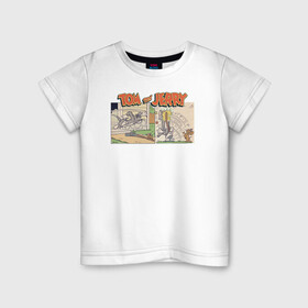Детская футболка хлопок с принтом Том и Джерри комикс в Петрозаводске, 100% хлопок | круглый вырез горловины, полуприлегающий силуэт, длина до линии бедер | tom  jerry | tom and jerry | vdzabma | джерри | том | том  джерри | том и джерри
