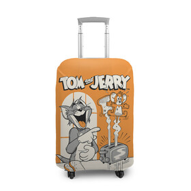 Чехол для чемодана 3D с принтом Том и Джерри в Петрозаводске, 86% полиэфир, 14% спандекс | двустороннее нанесение принта, прорези для ручек и колес | tom  jerry | tom and jerry | vdzabma | джерри | том | том  джерри | том и джерри
