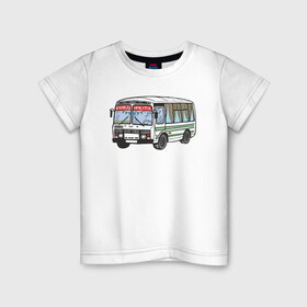 Детская футболка хлопок с принтом Пазик в Петрозаводске, 100% хлопок | круглый вырез горловины, полуприлегающий силуэт, длина до линии бедер | бабрбук | иркутск | ново ленино