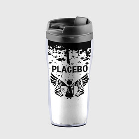 Термокружка-непроливайка с принтом placebo в Петрозаводске, внутренняя часть — пищевой пластик, наружная часть — прозрачный пластик, между ними — полиграфическая вставка с рисунком | объем — 350 мл, герметичная крышка | black eyed | black market music | every you every me | nancy boy | placebo | placebo interview | placebo live | placebo nancy | pure morning | running up that hill | special k | taste in men | where is my mind | without you i’m nothing
