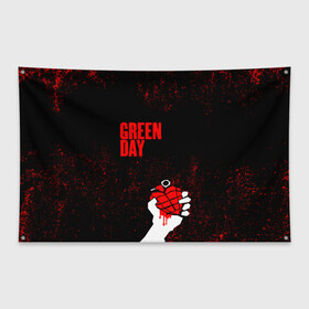 Флаг-баннер с принтом green day в Петрозаводске, 100% полиэстер | размер 67 х 109 см, плотность ткани — 95 г/м2; по краям флага есть четыре люверса для крепления | american idiot | boulevard of broke | day | green | green day | green day hits | green day lyrics | green day mix | green day music video | green day official | green day songs | green day videos | greenday | music | music video | official | warner record