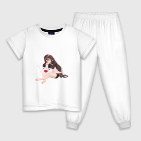 Детская пижама хлопок с принтом Отдыхающая Ху Тао в Петрозаводске, 100% хлопок |  брюки и футболка прямого кроя, без карманов, на брюках мягкая резинка на поясе и по низу штанин
 | арт | милая девушка | отдых | привидение | призрак | рисунок | ху тао