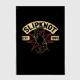 Постер с принтом Slipknot (1995) в Петрозаводске, 100% бумага
 | бумага, плотность 150 мг. Матовая, но за счет высокого коэффициента гладкости имеет небольшой блеск и дает на свету блики, но в отличии от глянцевой бумаги не покрыта лаком | metal | music | rock | slipknot | козел | логотип | металл | музыка | надпись | пентаграмма | рок | слипкнот | узор | цифры | чб | череп