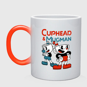 Кружка хамелеон с принтом Cuphead & Mugman в Петрозаводске, керамика | меняет цвет при нагревании, емкость 330 мл | cuphead | cuphead  mugman | dont deal with the devil | mugman | игры | капхед | магмен | чашеголовый