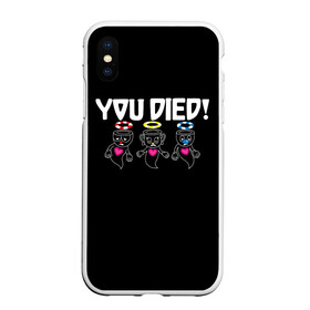 Чехол для iPhone XS Max матовый с принтом YOU DIED в Петрозаводске, Силикон | Область печати: задняя сторона чехла, без боковых панелей | art | cartoon | cup | cuphead | dark | devil | dice | die | died | game | ghost | gta | king | mugman | souls | the | you | арт | бос | босс | голова | демон | дьявол | игра | капхед | магмен | мультик | мультфильм | потрачено | приведение | пр