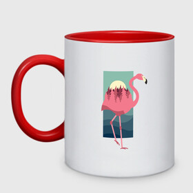 Кружка двухцветная с принтом Фламинго лес и закат в Петрозаводске, керамика | объем — 330 мл, диаметр — 80 мм. Цветная ручка и кайма сверху, в некоторых цветах — вся внутренняя часть | Тематика изображения на принте: africa | afrika | bird | double exposure | fashion | flamingo | forest | landscape | pink flamingo | summer | sunset | африка | двойная экспозиция | лес | лето | мода | нарисованный фламинго | пейзаж | птица | рисунок | розовый фламинго | тре