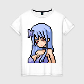 Женская футболка хлопок с принтом Pixel art anime girl в Петрозаводске, 100% хлопок | прямой крой, круглый вырез горловины, длина до линии бедер, слегка спущенное плечо | anime | art | girl | manga | pixel | аниме | арт | девушка | манга | пиксель