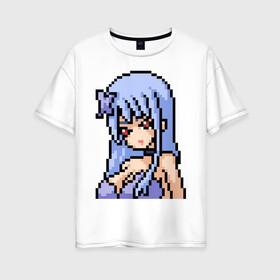 Женская футболка хлопок Oversize с принтом Pixel art anime girl в Петрозаводске, 100% хлопок | свободный крой, круглый ворот, спущенный рукав, длина до линии бедер
 | anime | art | girl | manga | pixel | аниме | арт | девушка | манга | пиксель