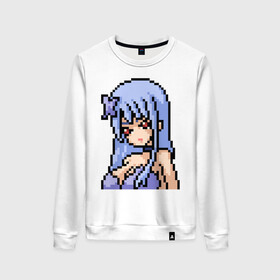 Женский свитшот хлопок с принтом Pixel art anime girl в Петрозаводске, 100% хлопок | прямой крой, круглый вырез, на манжетах и по низу широкая трикотажная резинка  | anime | art | girl | manga | pixel | аниме | арт | девушка | манга | пиксель