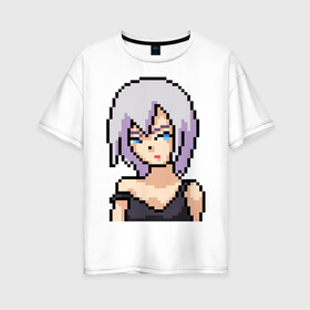 Женская футболка хлопок Oversize с принтом Pixel art anime в Петрозаводске, 100% хлопок | свободный крой, круглый ворот, спущенный рукав, длина до линии бедер
 | anime | art | girl | manga | pixel | аниме | арт | девушка | манга | пиксель