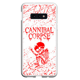 Чехол для Samsung S10E с принтом cannibal corpse в Петрозаводске, Силикон | Область печати: задняя сторона чехла, без боковых панелей | Тематика изображения на принте: cannibal | cannibal corpse | cannibal corpse butchered at birth | cannibal corpse eaten back to life | cannibal corpse hammer smashed face | corpse | death metal | металл | пластинки с металлическим лезвием | рок | труп каннибала